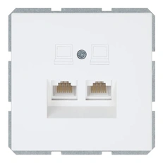 Изображение Двойная компьютерная розетка RJ-45 Cat.5 Jasmart серия FD, белый матовый (soft touch)